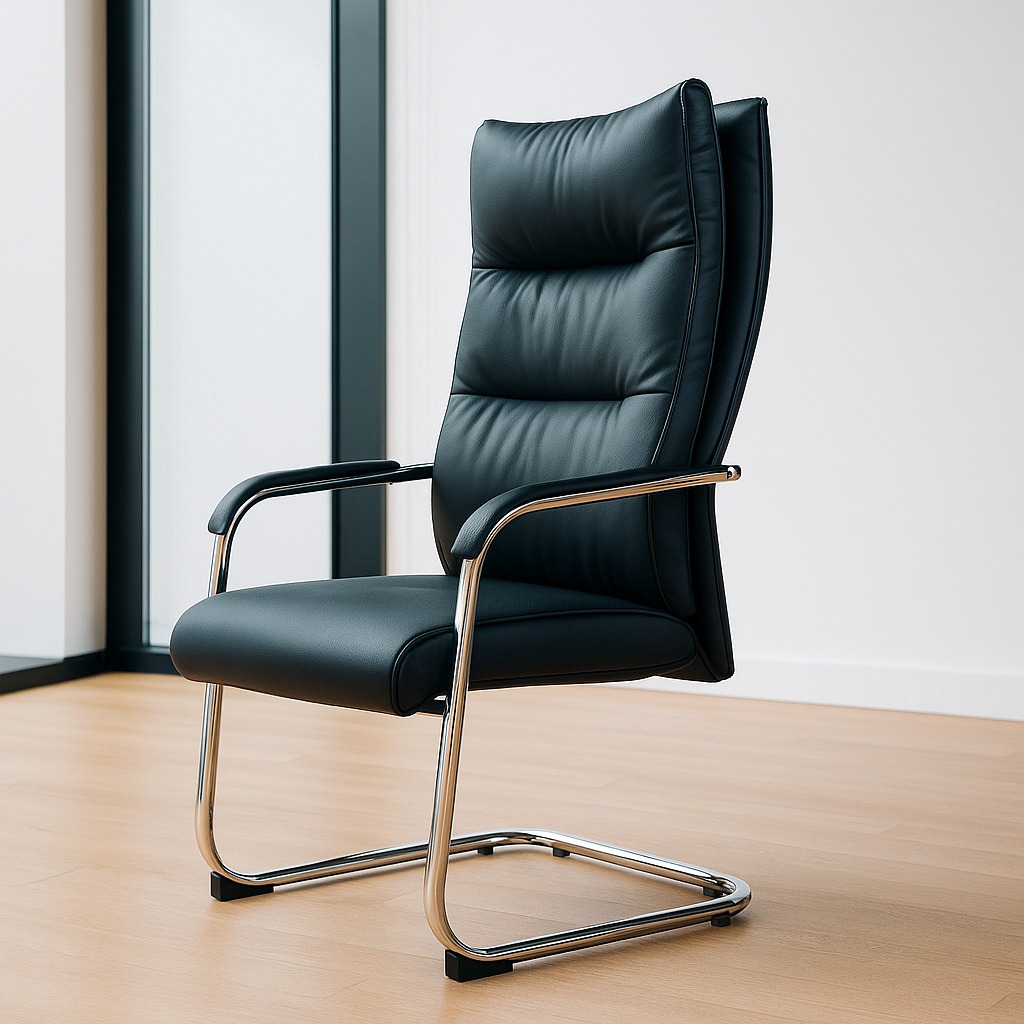 Leather cantilever visitor chair